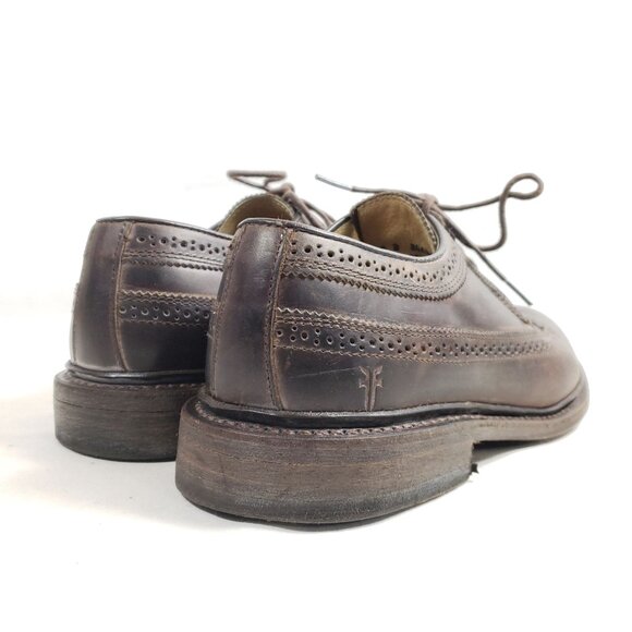 Frye Dark Brown Leather Wingtip Oxford Mens Shoes Size 10 D - Picture 3 of 9